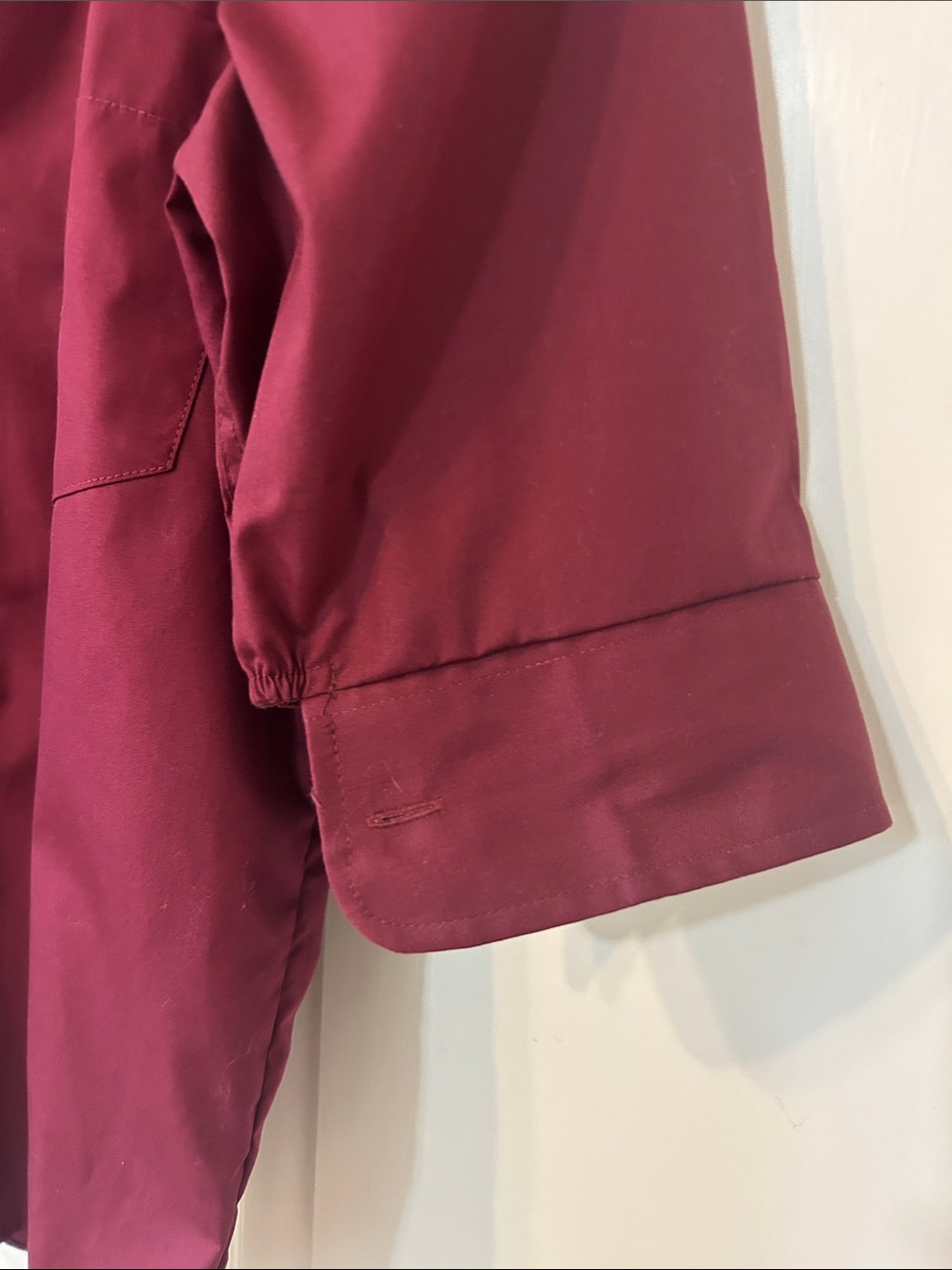KMJ Kate McHale Jensen Bontina Wine Burgundy Ruffle Collar Button-Up Shirt XS - Picture 4 of 5